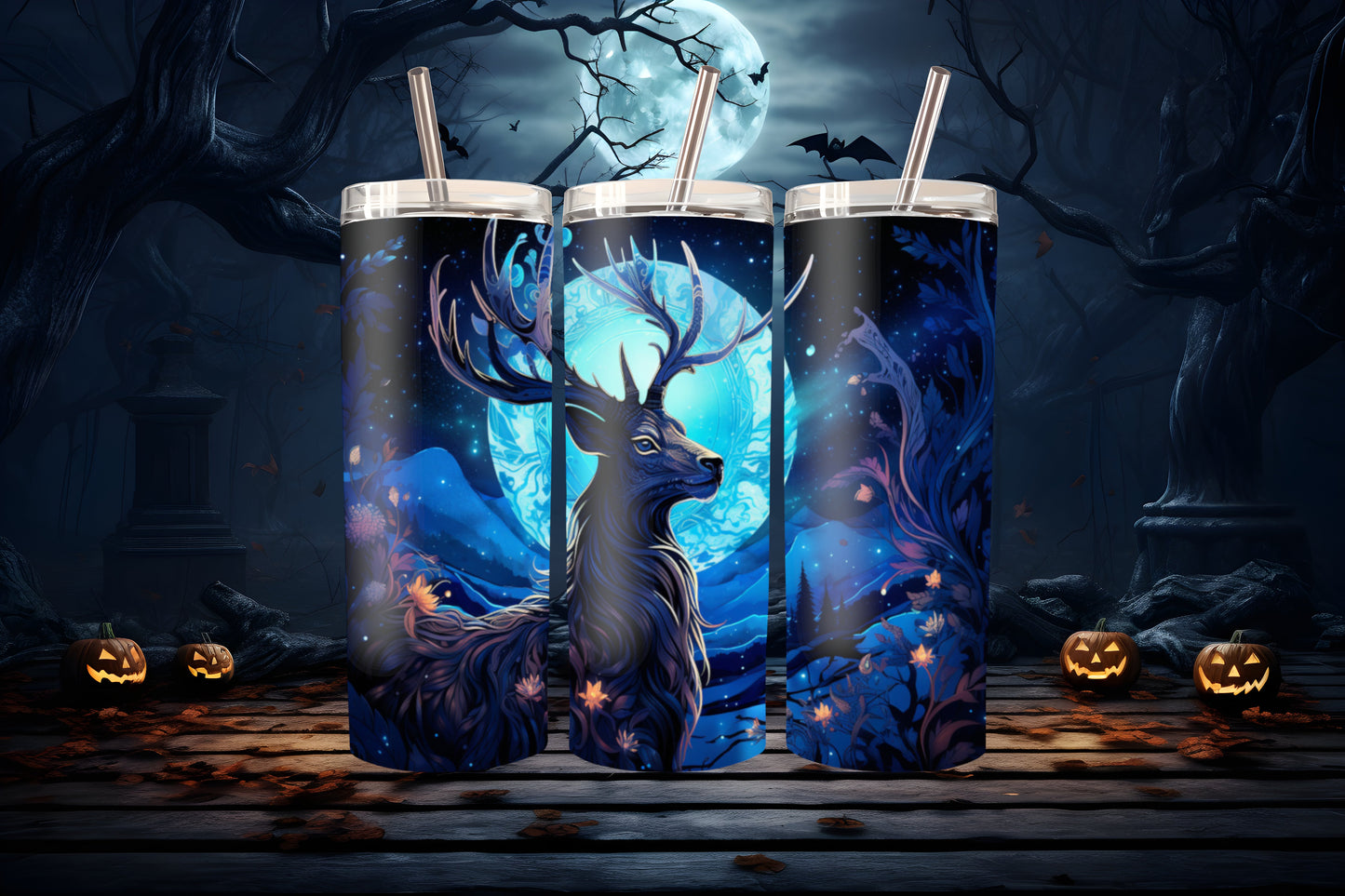 Lunar Majesty Deer Steel Tumbler Drinkware MysMuse - Premium Tumbler from MysMuse - Just $37.95! Shop now at Mysterious Muse