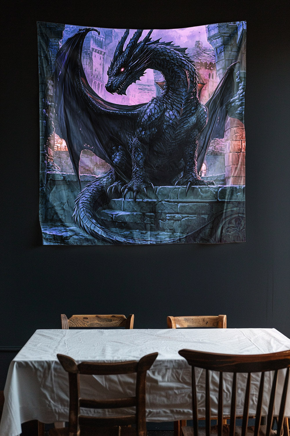 Ebonfire Guardian Decorative Wall Tapestry MysMuse - Premium Decorative Wall Tapestry from MysMuse - Just $26.99! Shop now at Mysterious Muse