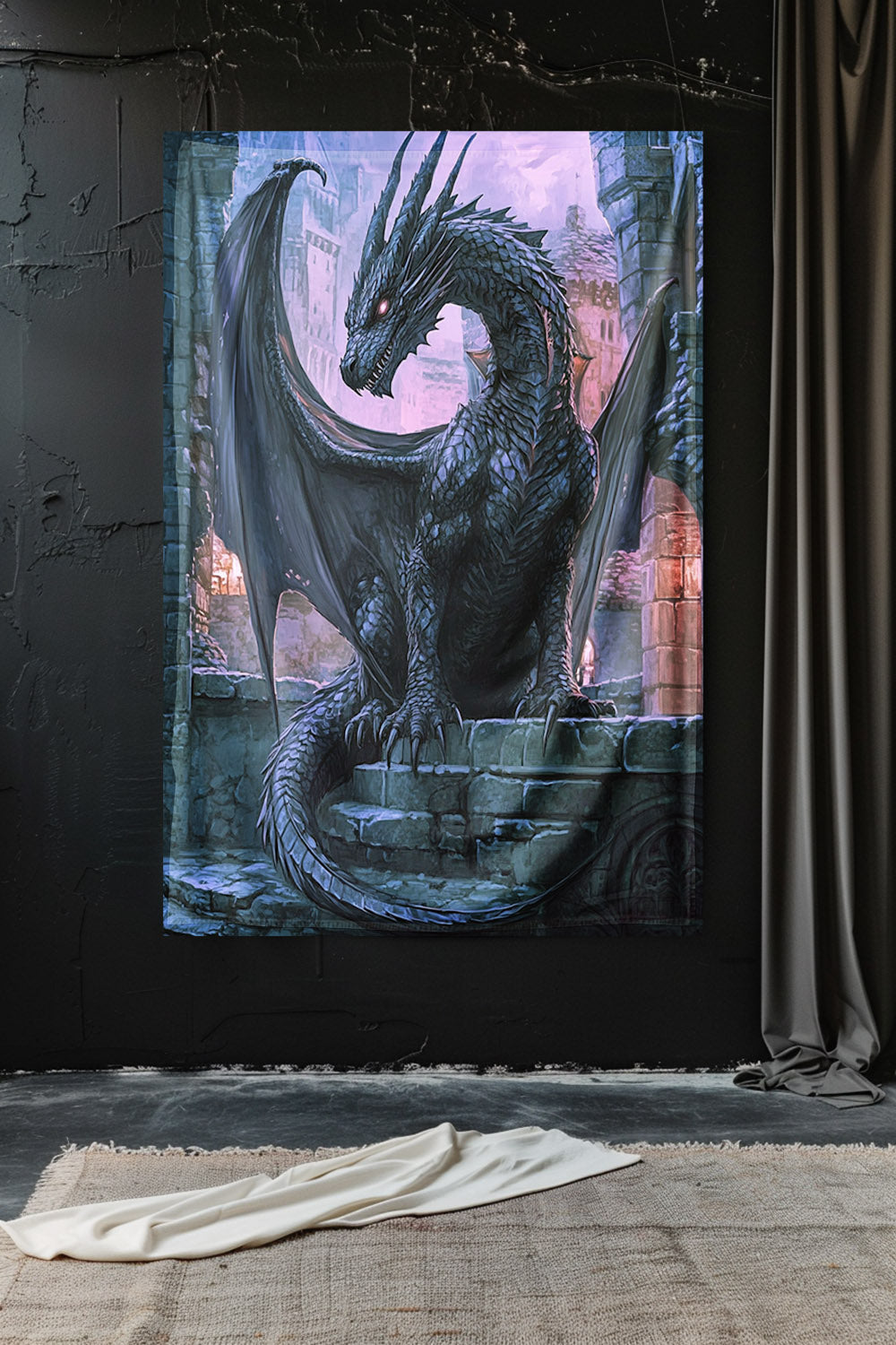 Ebonfire Guardian Decorative Wall Tapestry MysMuse - Premium Decorative Wall Tapestry from MysMuse - Just $26.99! Shop now at Mysterious Muse