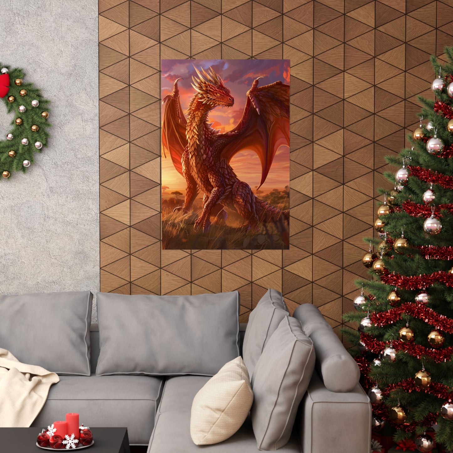 Red Savannah Dragon Matte Vertical Posters MysMuse. - Premium Matte Vertical Posters from MysMuse - Just $16.95! Shop now at Mysterious Muse