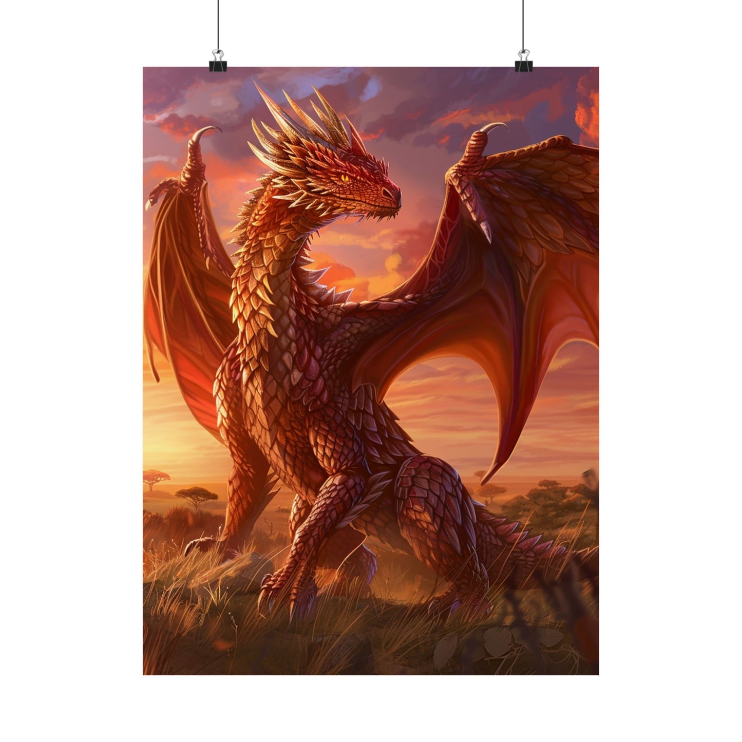 Red Savannah Dragon Matte Vertical Posters MysMuse. - Premium Matte Vertical Posters from MysMuse - Just $16.95! Shop now at Mysterious Muse