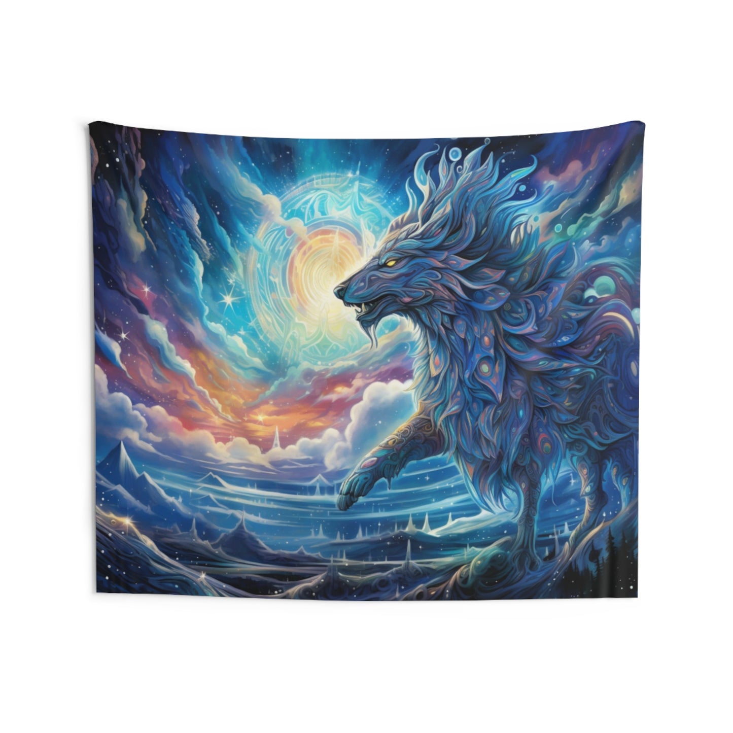 Cosmic Wolf Hanging Wall Tapestries MysMuse