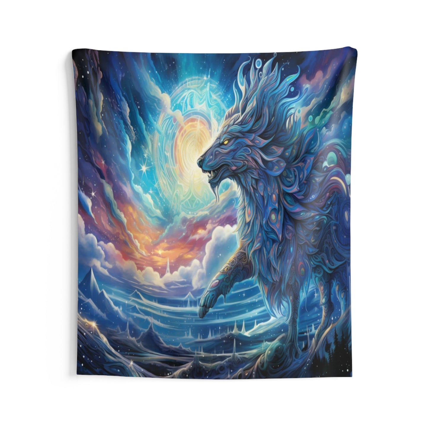 Cosmic Wolf Hanging Wall Tapestries MysMuse