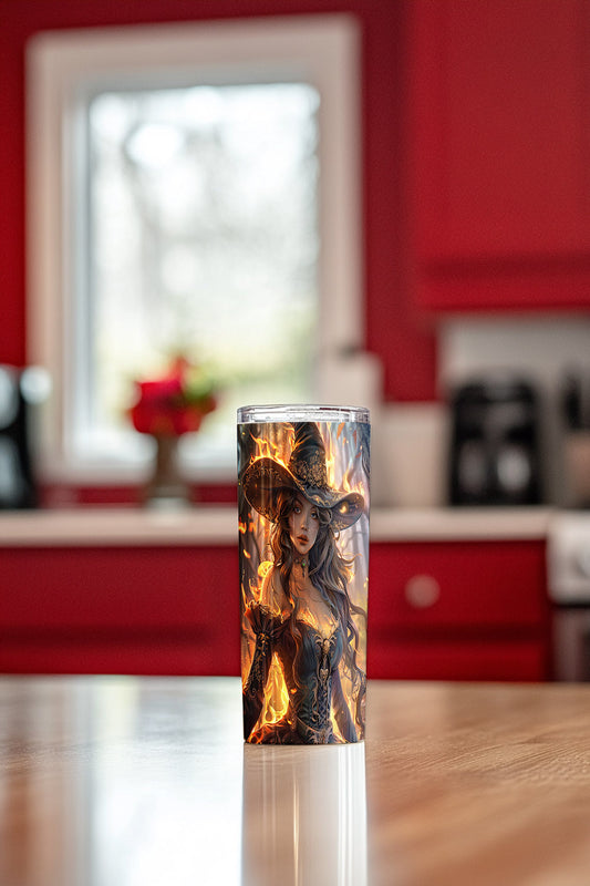 Flameborn Sorceress Steel Tumbler Drinkware MysMuse - Premium Tumbler from MysMuse - Just $37.95! Shop now at Mysterious Muse