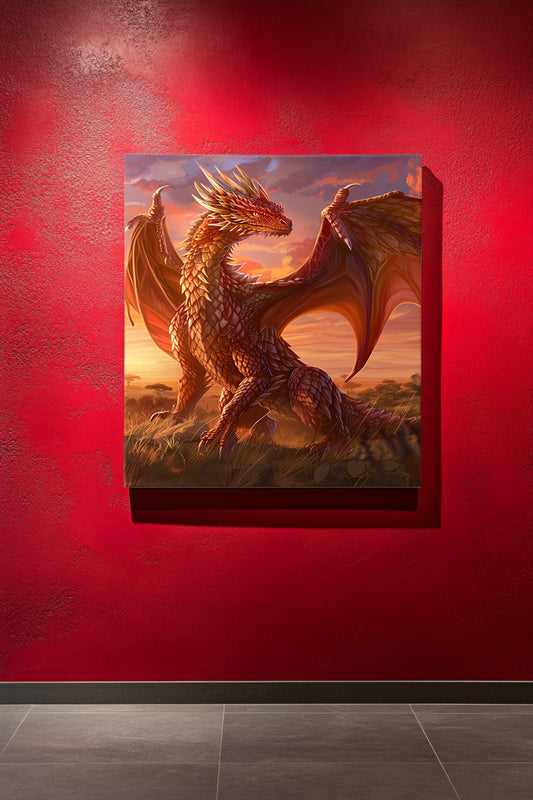 Red Savannah Dragon Matte Canvas Prints MysMuse - Premium Matte Canvas Prints from MysMuse - Just $41.99! Shop now at Mysterious Muse