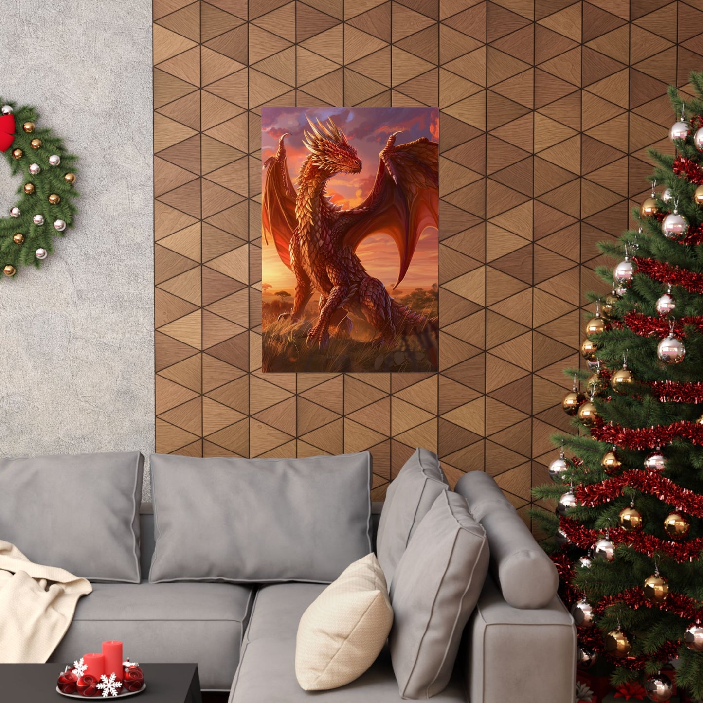 Red Savannah Dragon Matte Vertical Posters MysMuse. - Premium Matte Vertical Posters from MysMuse - Just $16.95! Shop now at Mysterious Muse