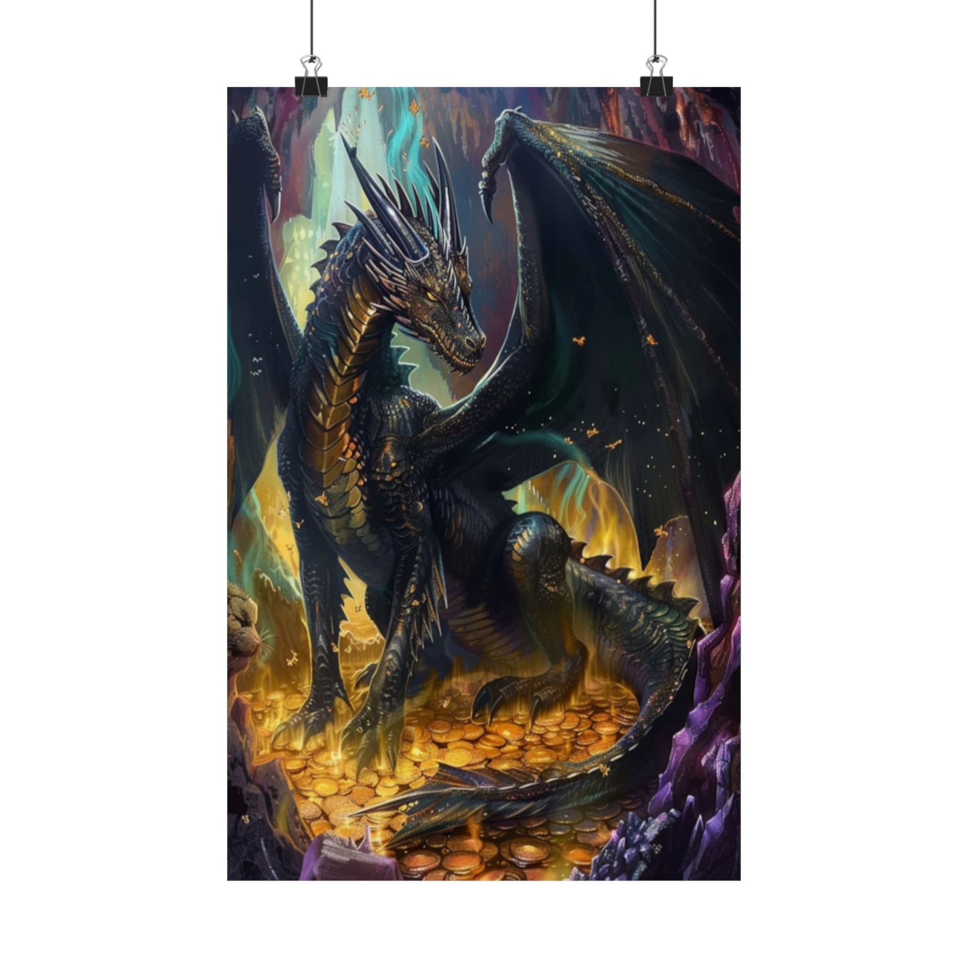 Black Dragon’s Treasure Matte Vertical Posters MysMuse. - Premium Matte Vertical Posters from MysMuse - Just $16.95! Shop now at Mysterious Muse