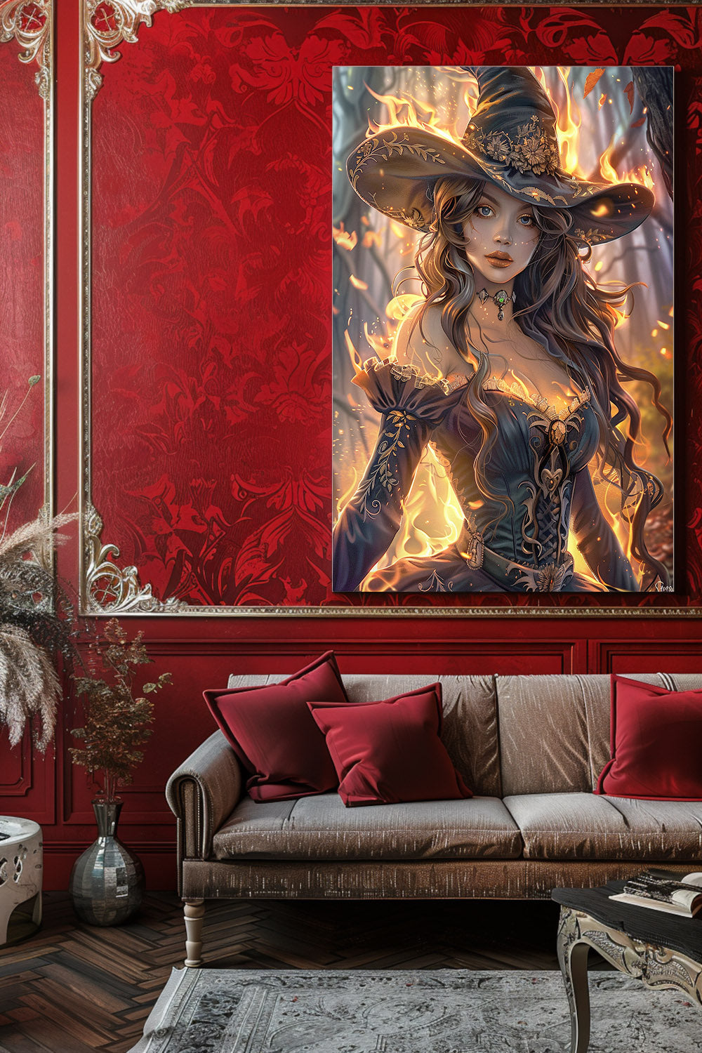 Flameborn Sorceress Matte Canvas Prints MysMuse - Premium Matte Canvas Prints from MysMuse - Just $41.99! Shop now at Mysterious Muse