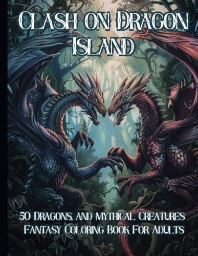 Clash on Dragon Island: 50 Dragons, and Mythical Creatures - Premium Coloring Book from Mysterious Muse - Just $8.95! Shop now at Mysterious Muse