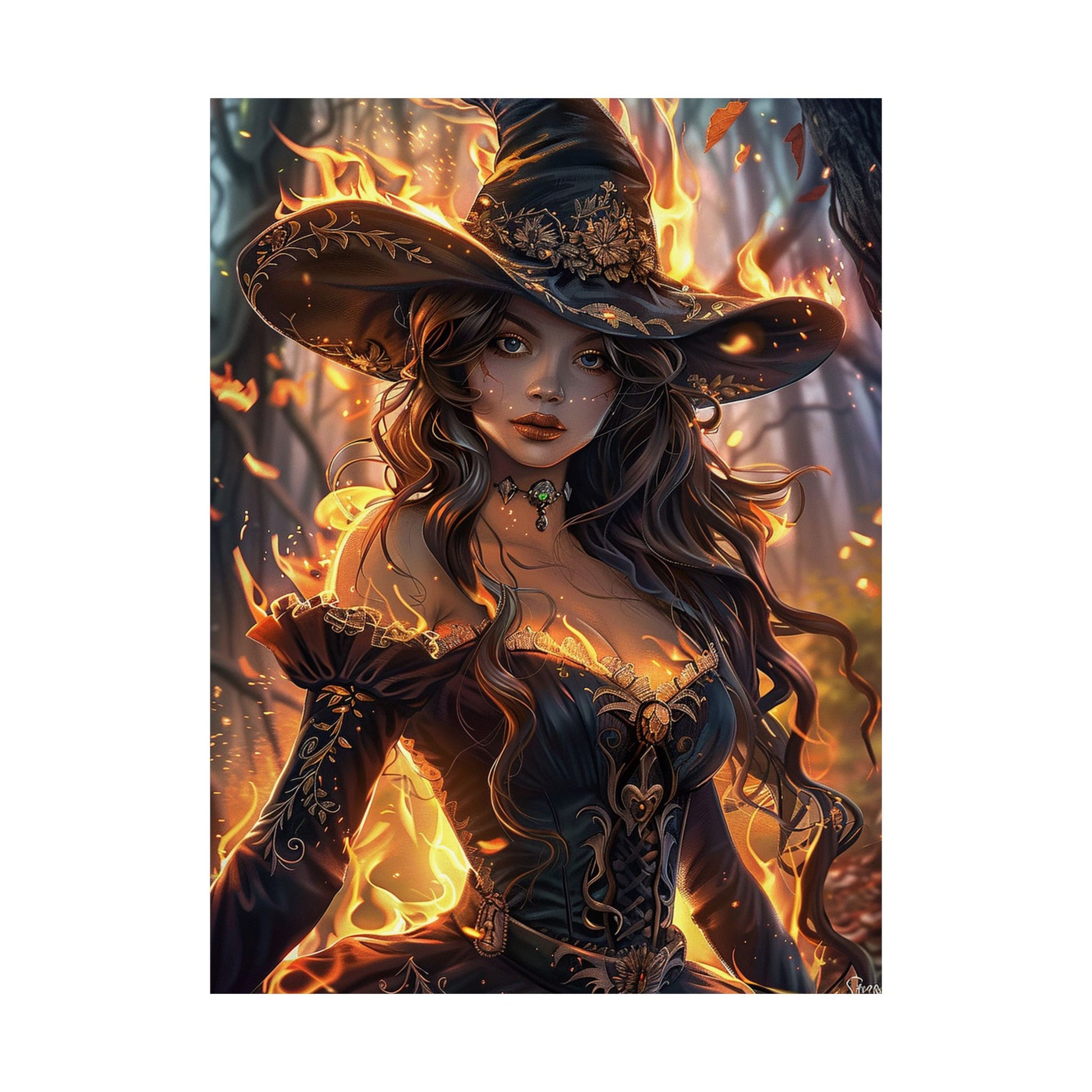 Flameborn Sorceress Matte Vertical Posters MysMuse. - Premium Matte Vertical Posters from MysMuse - Just $16.95! Shop now at Mysterious Muse