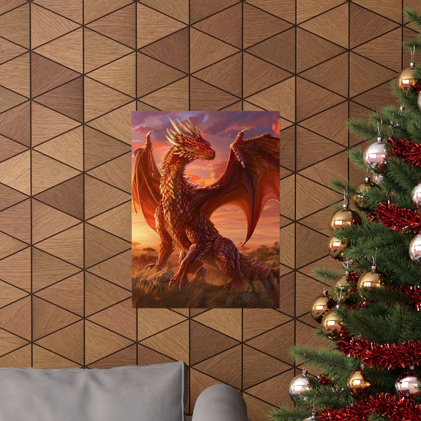 Red Savannah Dragon Matte Vertical Posters MysMuse. - Premium Matte Vertical Posters from MysMuse - Just $16.95! Shop now at Mysterious Muse