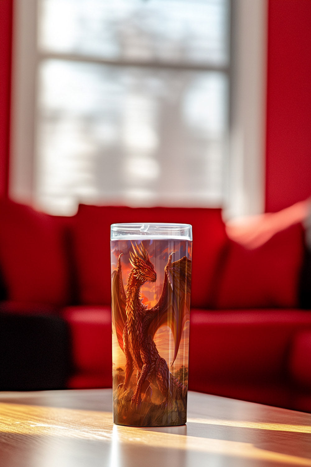 Red Savannah Dragon Steel Tumbler Drinkware MysMuse - Premium Tumbler from MysMuse - Just $37.95! Shop now at Mysterious Muse