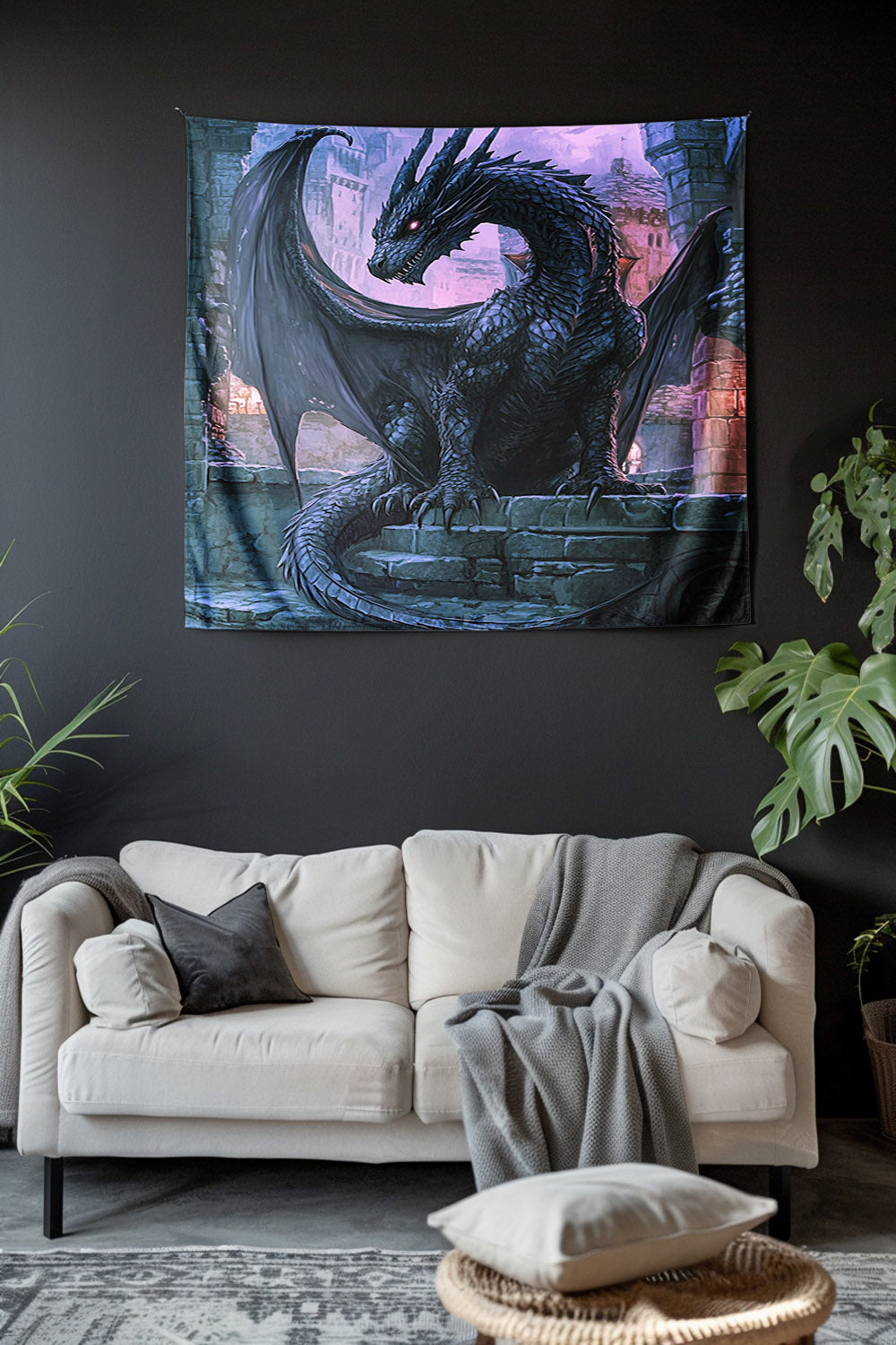 Ebonfire Guardian Decorative Wall Tapestry MysMuse - Premium Decorative Wall Tapestry from MysMuse - Just $26.99! Shop now at Mysterious Muse