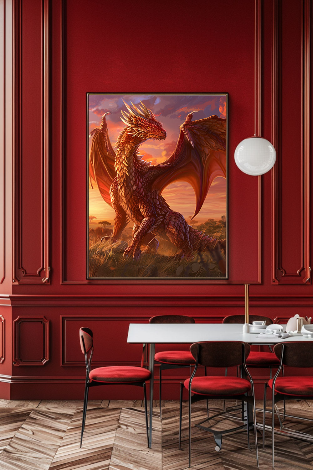 Red Savannah Dragon Matte Vertical Posters MysMuse. - Premium Matte Vertical Posters from MysMuse - Just $16.95! Shop now at Mysterious Muse