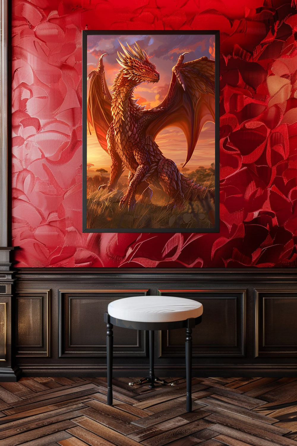 Red Savannah Dragon Matte Vertical Posters MysMuse. - Premium Matte Vertical Posters from MysMuse - Just $16.95! Shop now at Mysterious Muse