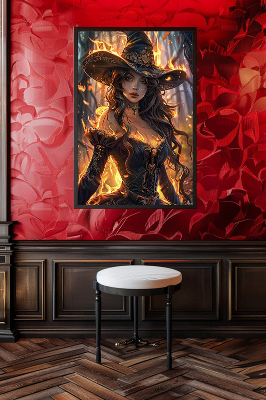 Flameborn Sorceress Matte Vertical Posters MysMuse. - Premium Matte Vertical Posters from MysMuse - Just $16.95! Shop now at Mysterious Muse