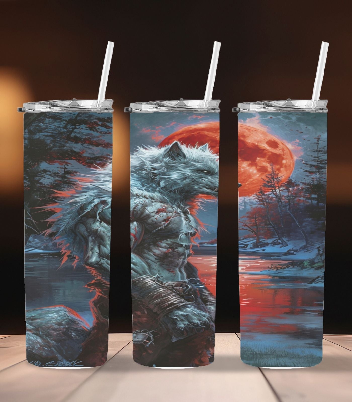 Blood Moon Lycanthrope Steel Tumbler Drinkware MysMuse - Premium Tumbler from MysMuse - Just $37.95! Shop now at Mysterious Muse