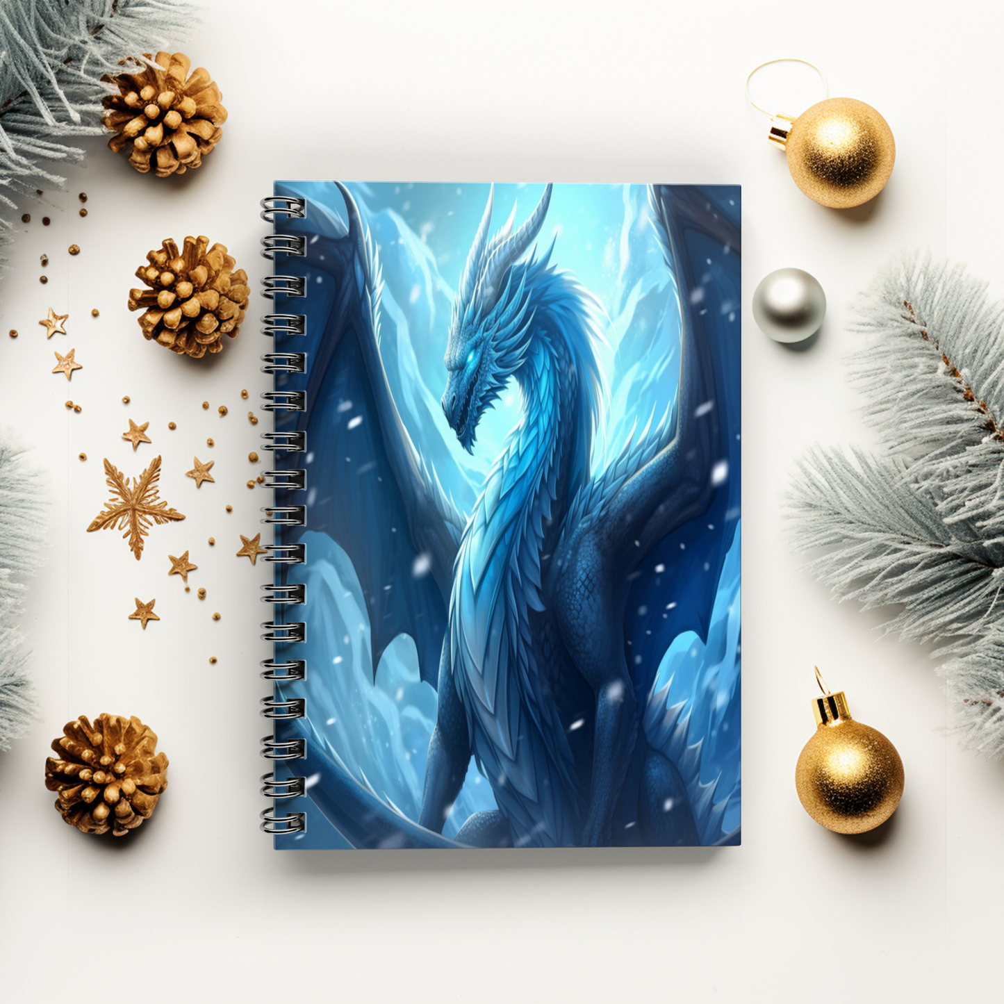 Blue Frost Dragon Spiral Notebook MysMuse
