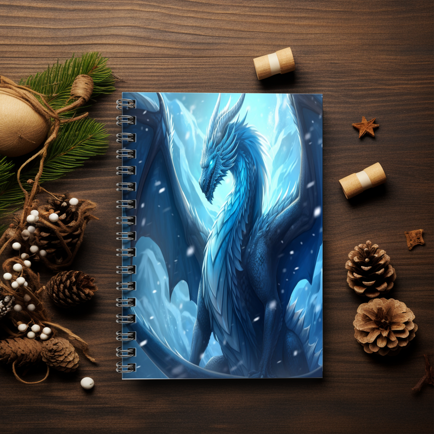 Blue Frost Dragon Spiral Notebook MysMuse