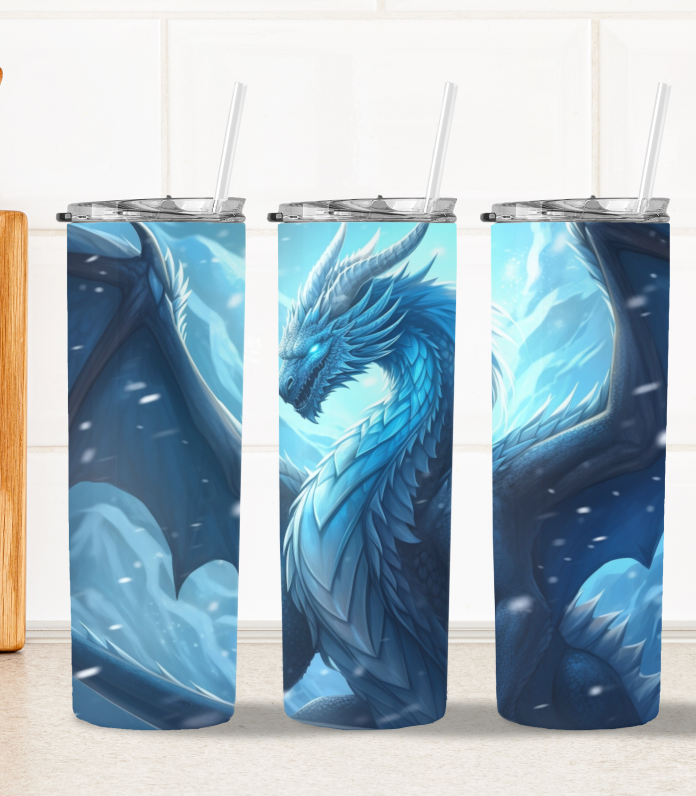 Blue Frost Dragon Steel Tumbler MysMuse - Premium Tumbler from MysMuse - Just $37.75! Shop now at Mysterious Muse