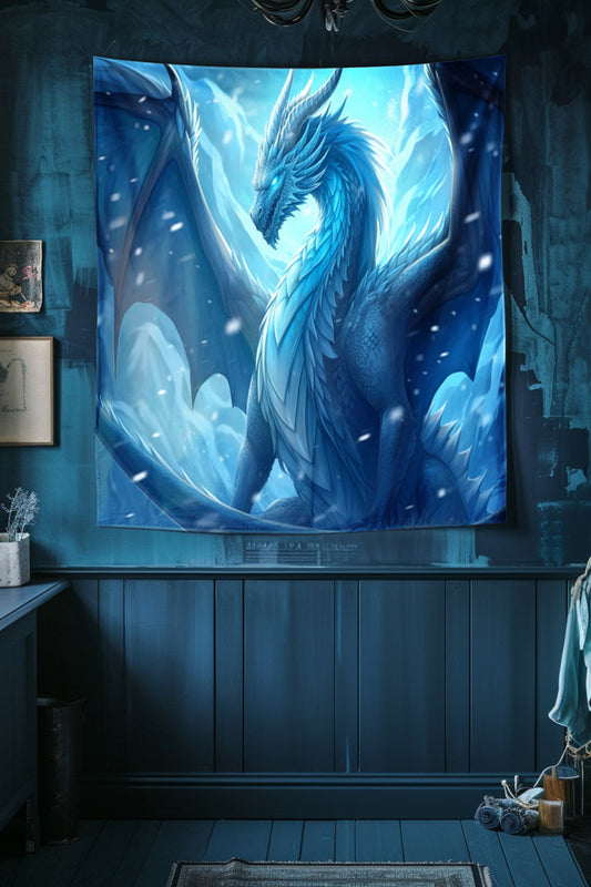 Blue Frost Dragon Decorative Wall Tapestry MysMuse - Premium Decorative Wall Tapestry from MysMuse - Just $25.99! Shop now at Mysterious Muse