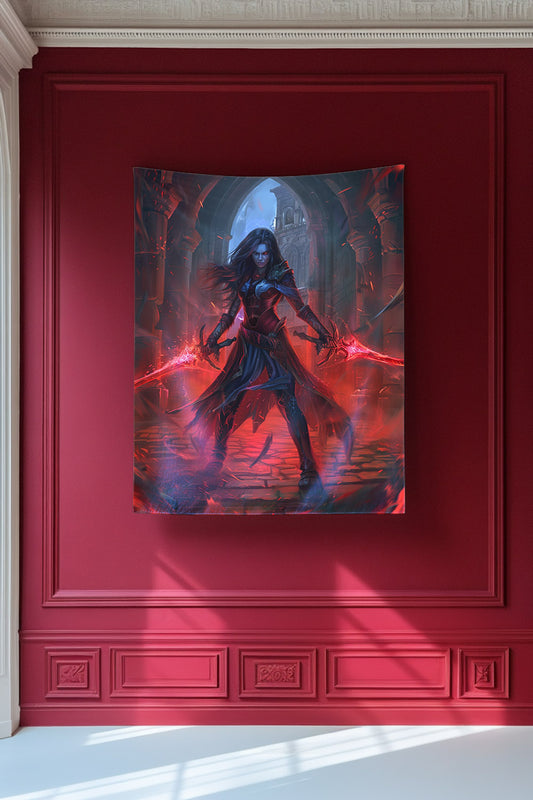 Crimson Shadowblade Decorative Wall Tapestry MysMuse - Premium Decorative Wall Tapestry from MysMuse - Just $26.99! Shop now at Mysterious Muse