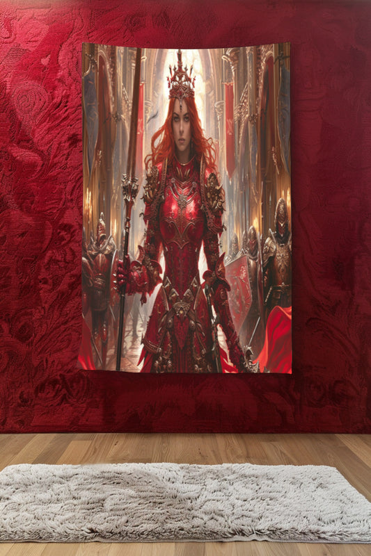 Crimson Valkyrie Queen Decorative Wall Tapestry MysMuse - Premium Decorative Wall Tapestry from MysMuse - Just $25.99! Shop now at Mysterious Muse