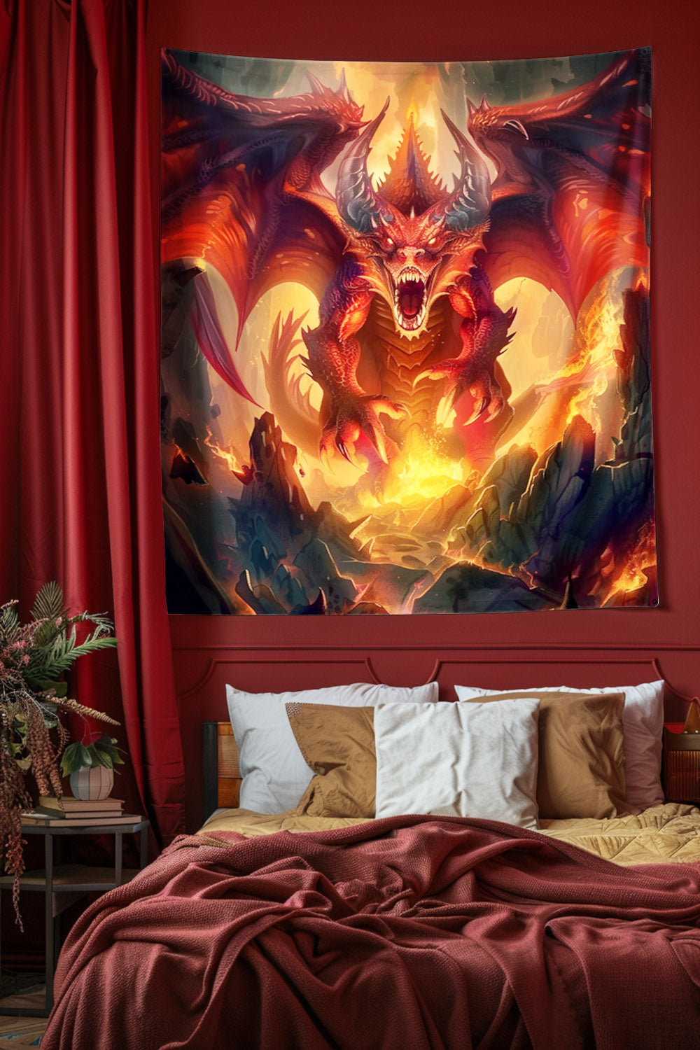 Dragon’s Inferno Decorative Wall Tapestry MysMuse - Premium Decorative Wall Tapestry from MysMuse - Just $26.99! Shop now at Mysterious Muse