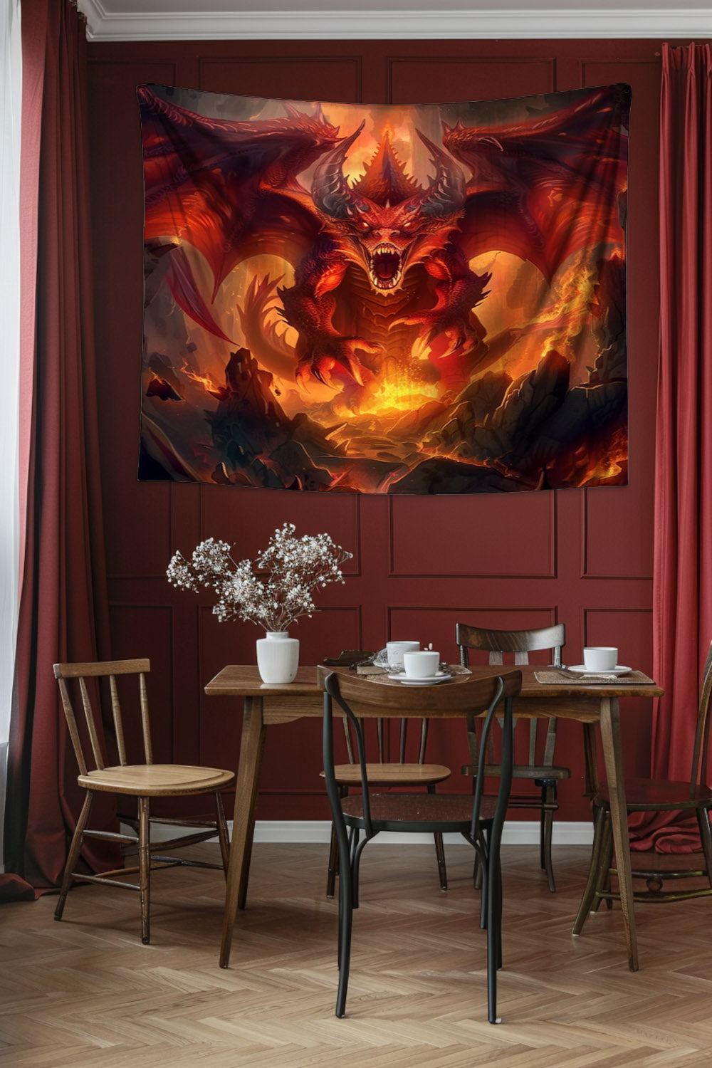 Dragon’s Inferno Decorative Wall Tapestry MysMuse - Premium Decorative Wall Tapestry from MysMuse - Just $26.99! Shop now at Mysterious Muse