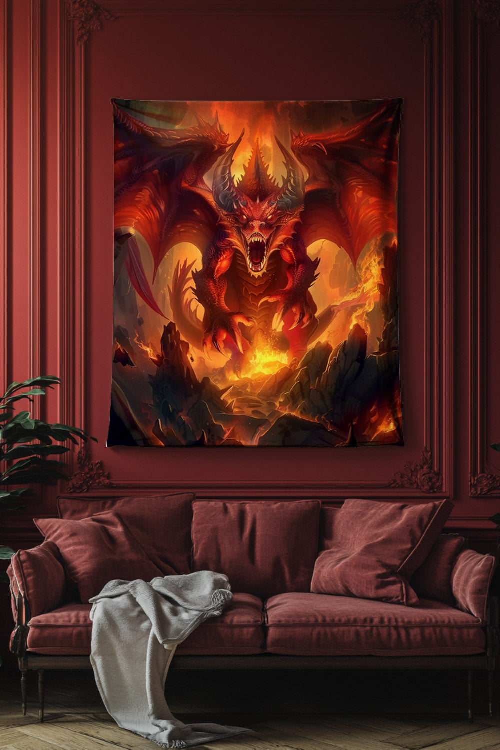 Dragon’s Inferno Decorative Wall Tapestry MysMuse - Premium Decorative Wall Tapestry from MysMuse - Just $26.99! Shop now at Mysterious Muse