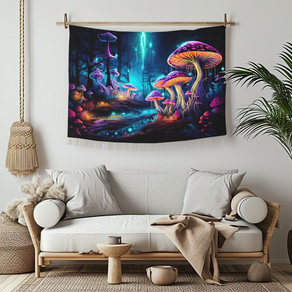 Luminous Mushrooms Hanging Wall Tapestries MysMuse - Premium Hanging Wall Tapestries from MysMuse - Just $25.99! Shop now at Mysterious Muse