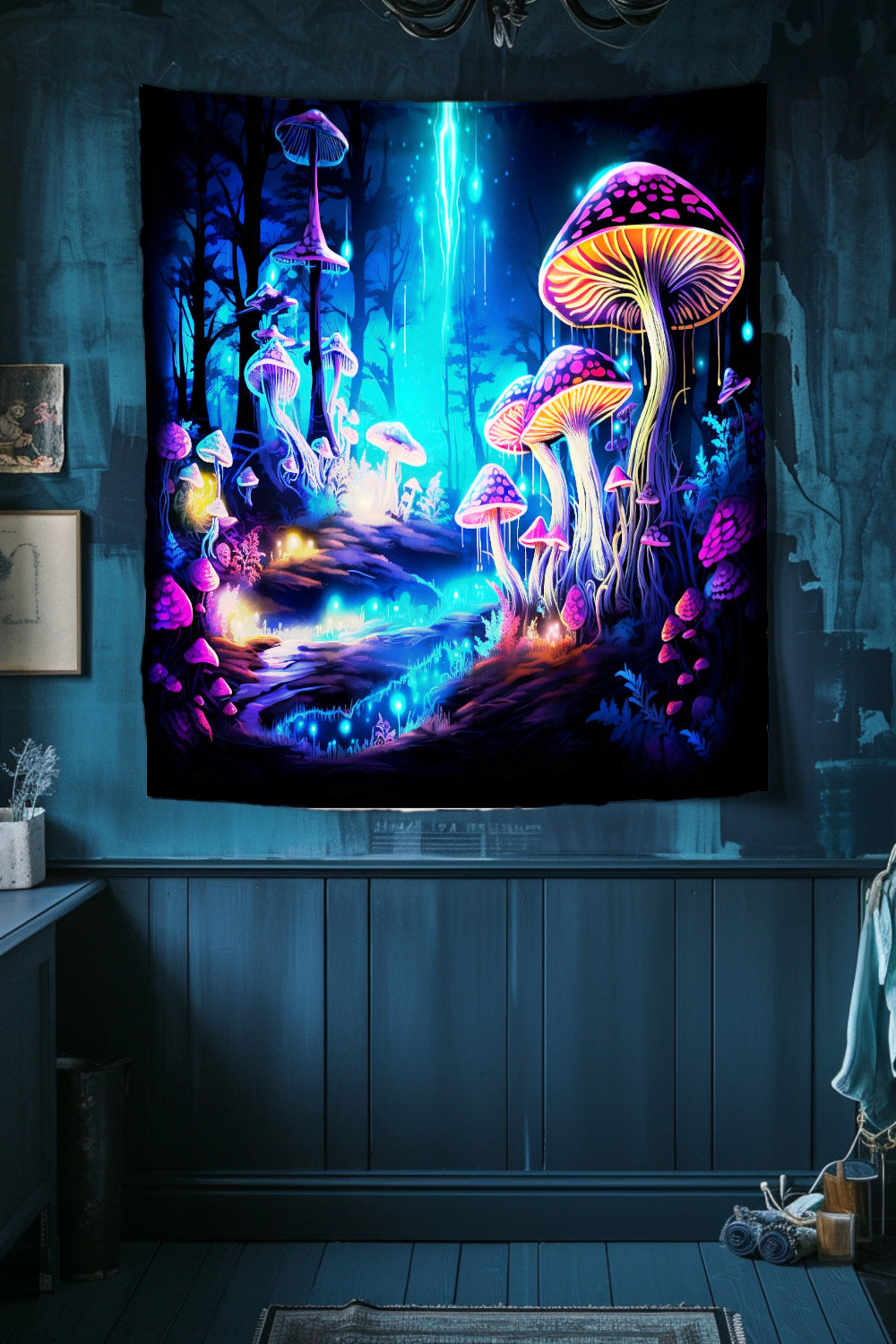 Luminous Mushrooms Decorative Wall Tapestry MysMuse - Premium Decorative Wall Tapestry from MysMuse - Just $25.99! Shop now at Mysterious Muse