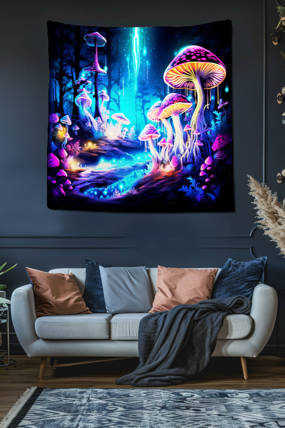 Luminous Mushrooms Decorative Wall Tapestry MysMuse - Premium Decorative Wall Tapestry from MysMuse - Just $25.99! Shop now at Mysterious Muse