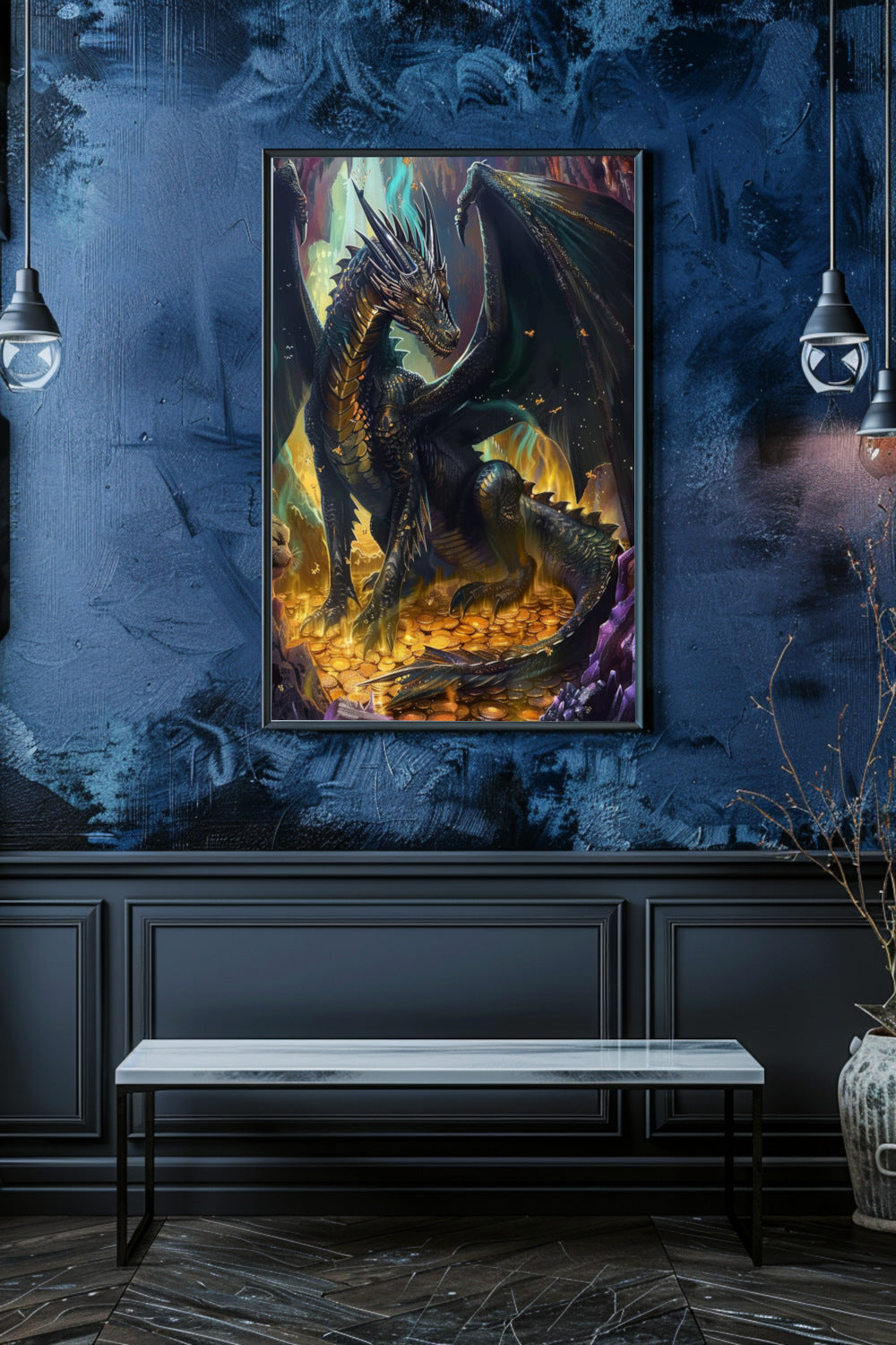 Black Dragon’s Treasure Matte Vertical Posters MysMuse. - Premium Matte Vertical Posters from MysMuse - Just $16.95! Shop now at Mysterious Muse