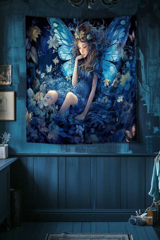 Sapphire Fairy Solace Decorative Wall Tapestry MysMuse - Premium Decorative Wall Tapestry from MysMuse - Just $26.99! Shop now at Mysterious Muse