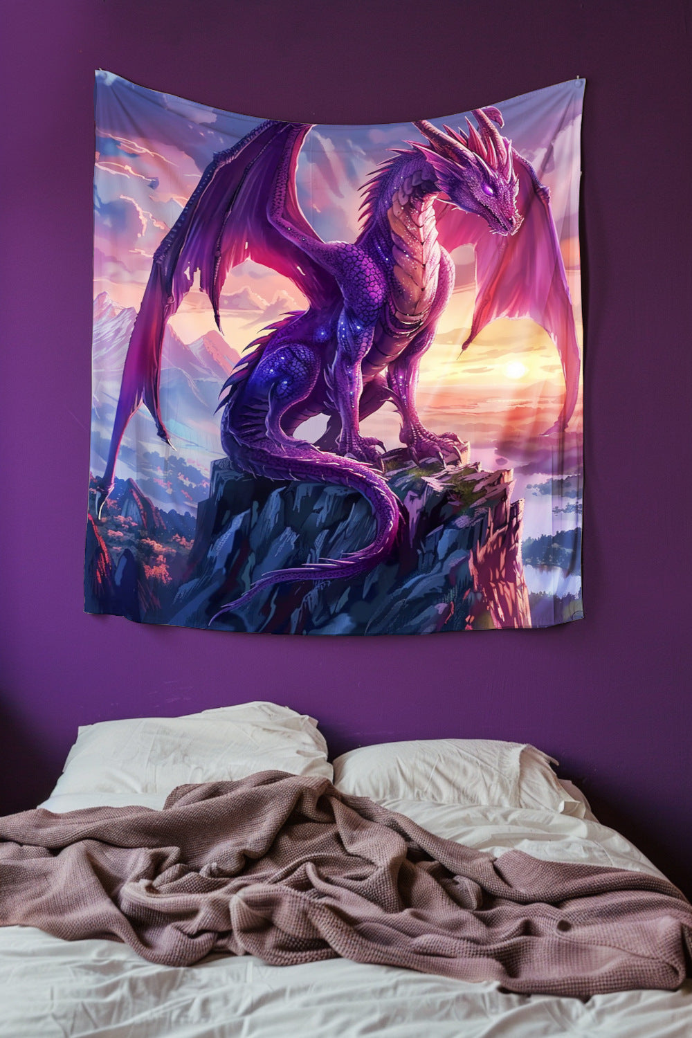 Dusk Dragon Decorative Wall Tapestry MysMuse - Premium Decorative Wall Tapestry from MysMuse - Just $26.99! Shop now at Mysterious Muse