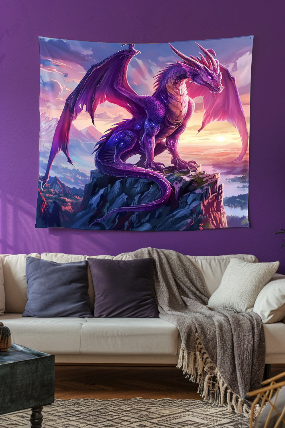 Dusk Dragon Decorative Wall Tapestry MysMuse - Premium Decorative Wall Tapestry from MysMuse - Just $26.99! Shop now at Mysterious Muse