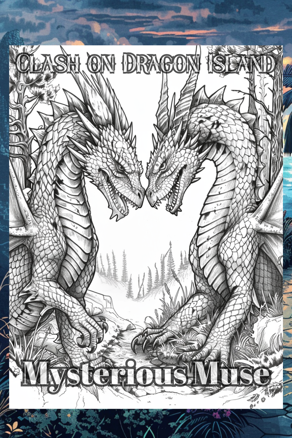 Clash on Dragon Island: 50 Dragons, and Mythical Creatures - Premium Coloring Book from Mysterious Muse - Just $8.95! Shop now at Mysterious Muse