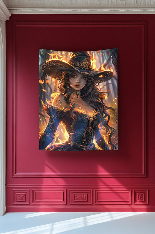 Flameborn Sorceress Decorative Wall Tapestry MysMuse - Premium Decorative Wall Tapestry from MysMuse - Just $26.99! Shop now at Mysterious Muse