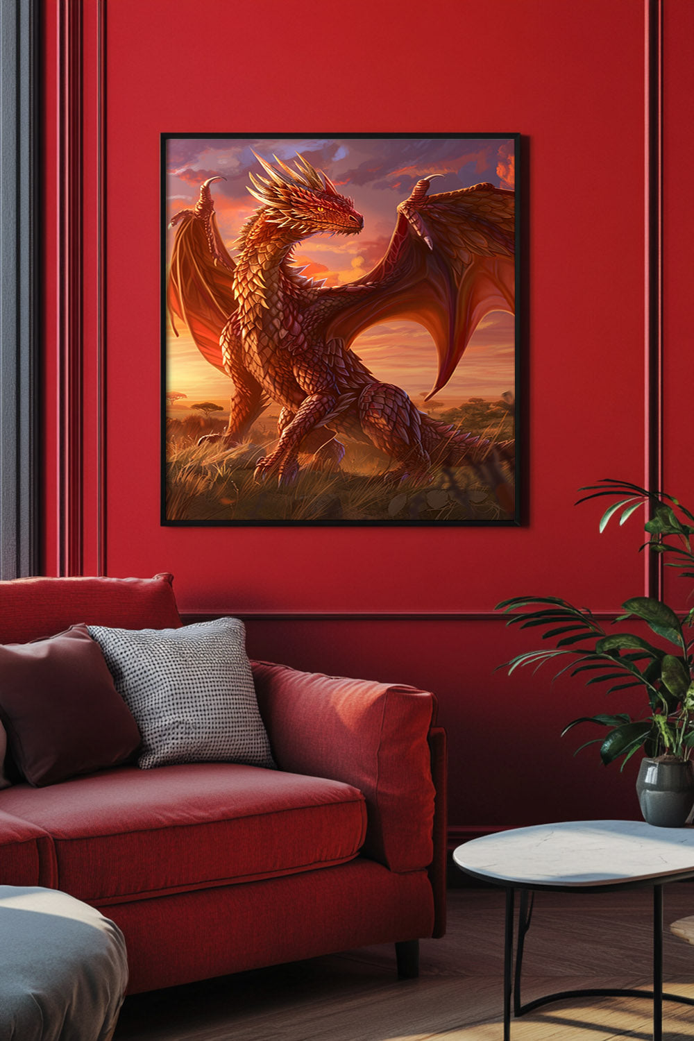 Red Savannah Dragon Matte Vertical Posters MysMuse. - Premium Matte Vertical Posters from MysMuse - Just $16.95! Shop now at Mysterious Muse