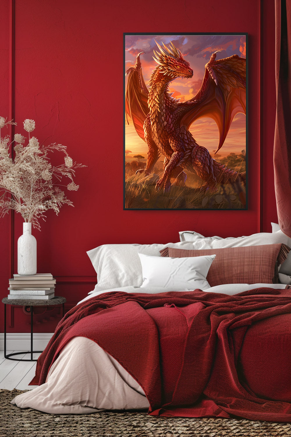 Red Savannah Dragon Matte Vertical Posters MysMuse. - Premium Matte Vertical Posters from MysMuse - Just $16.95! Shop now at Mysterious Muse