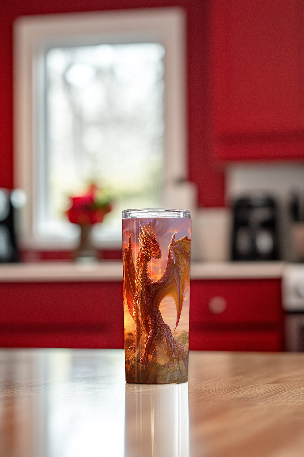 Red Savannah Dragon Steel Tumbler Drinkware MysMuse - Premium Tumbler from MysMuse - Just $37.95! Shop now at Mysterious Muse